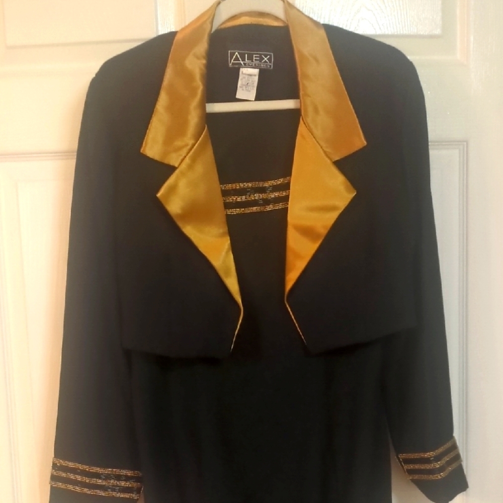 Alex Evenings Black and Gold Blazer with Tailored Fit